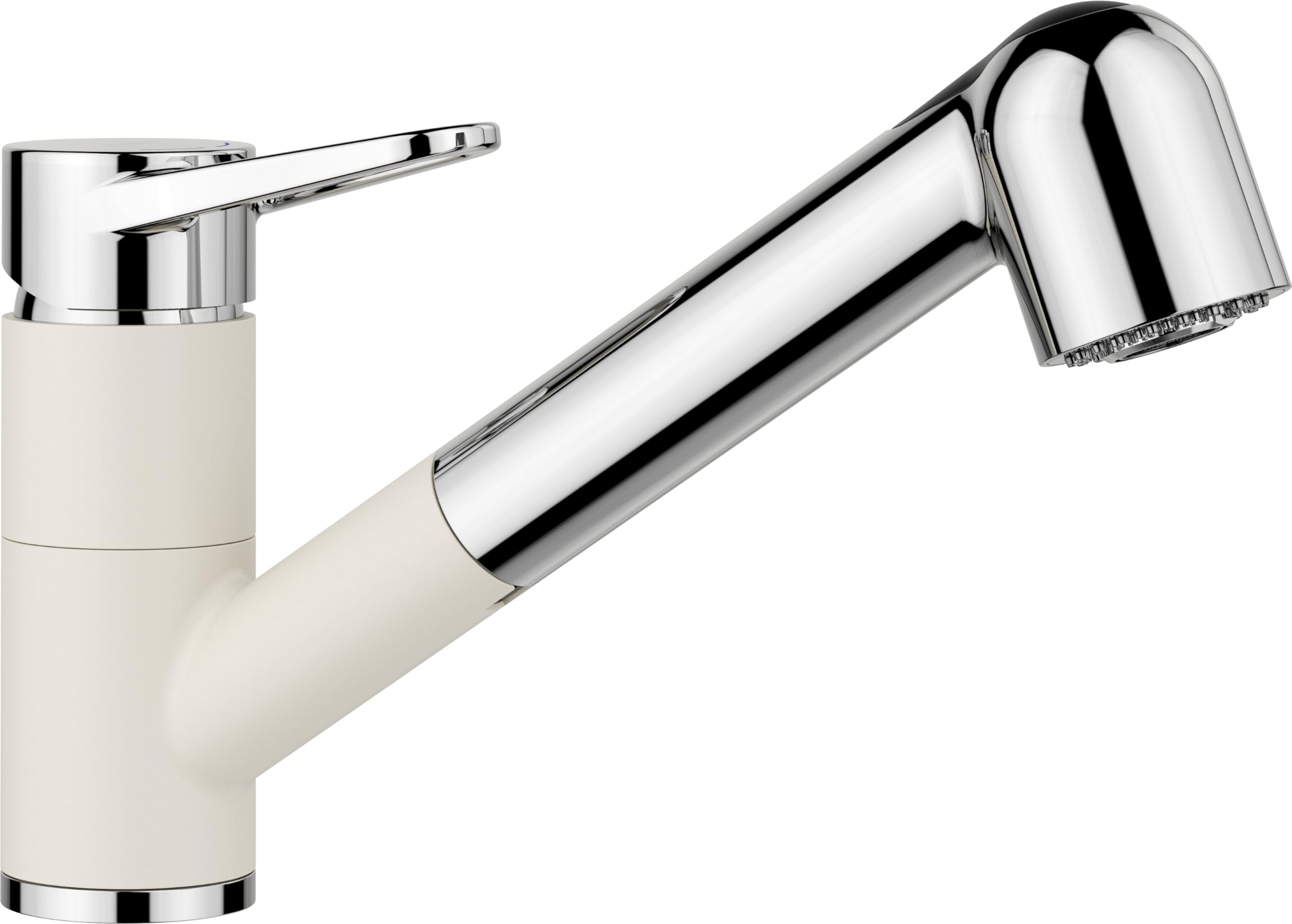 BLANCO WEGA-S II Softbianco/cromato | Alta pressione | Con tubo estraibile | Dispositivo di prevenzione del riflusso | Cartuccia in ceramica | Qualità sicura dell'acqua e risparmio idrico