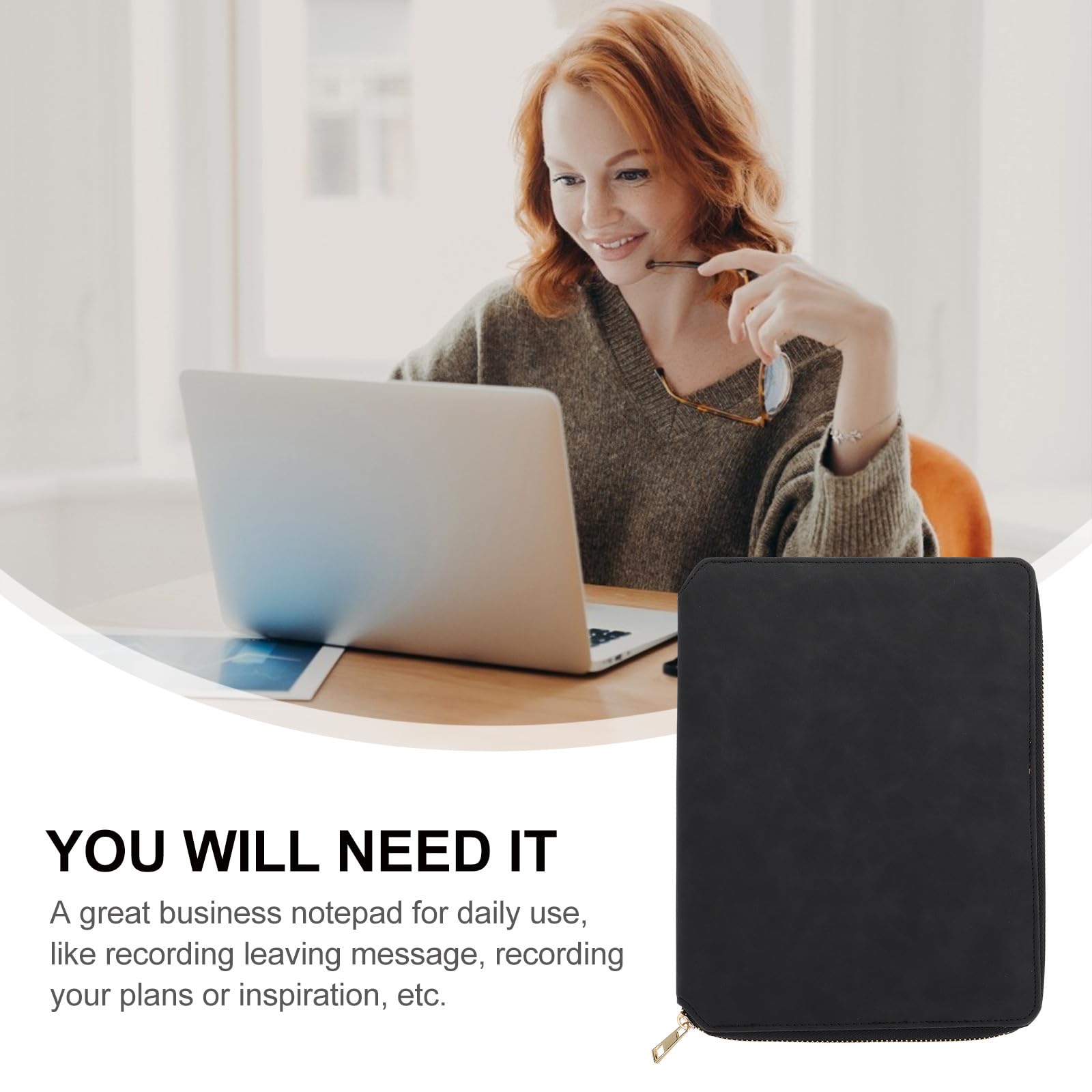 Kichvoe Taccuino Business A5 con Cerniera, Quaderno per Scrittura e Appunti