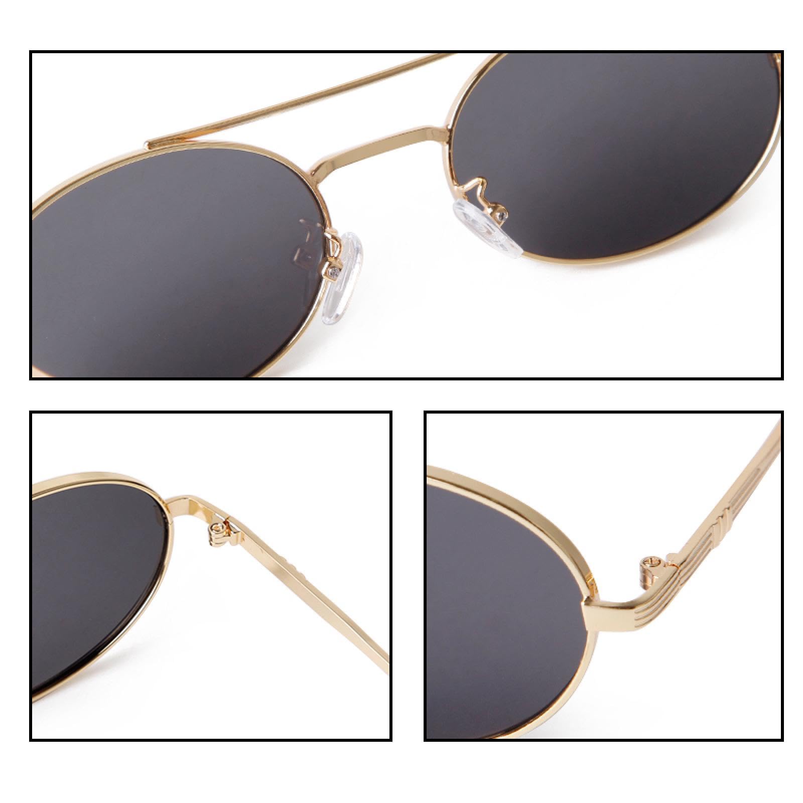 Occhiali da sole ovali vintage retrò Steampunk da donna, UV400, con montatura in metallo nero, piccoli occhiali da sole da donna e da uomo