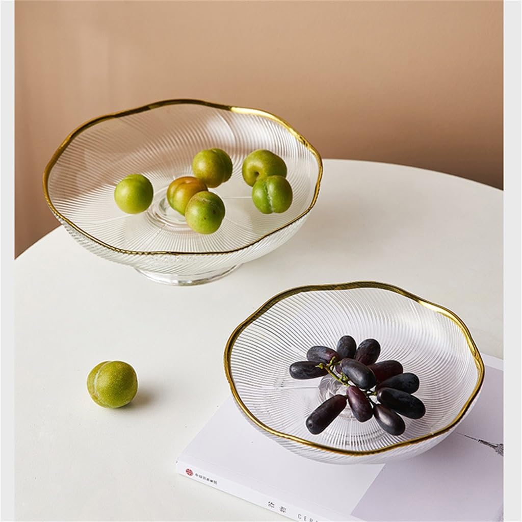 Glass Transparent Fruit Tray Living Room Coffee Table Household Snack Bowl