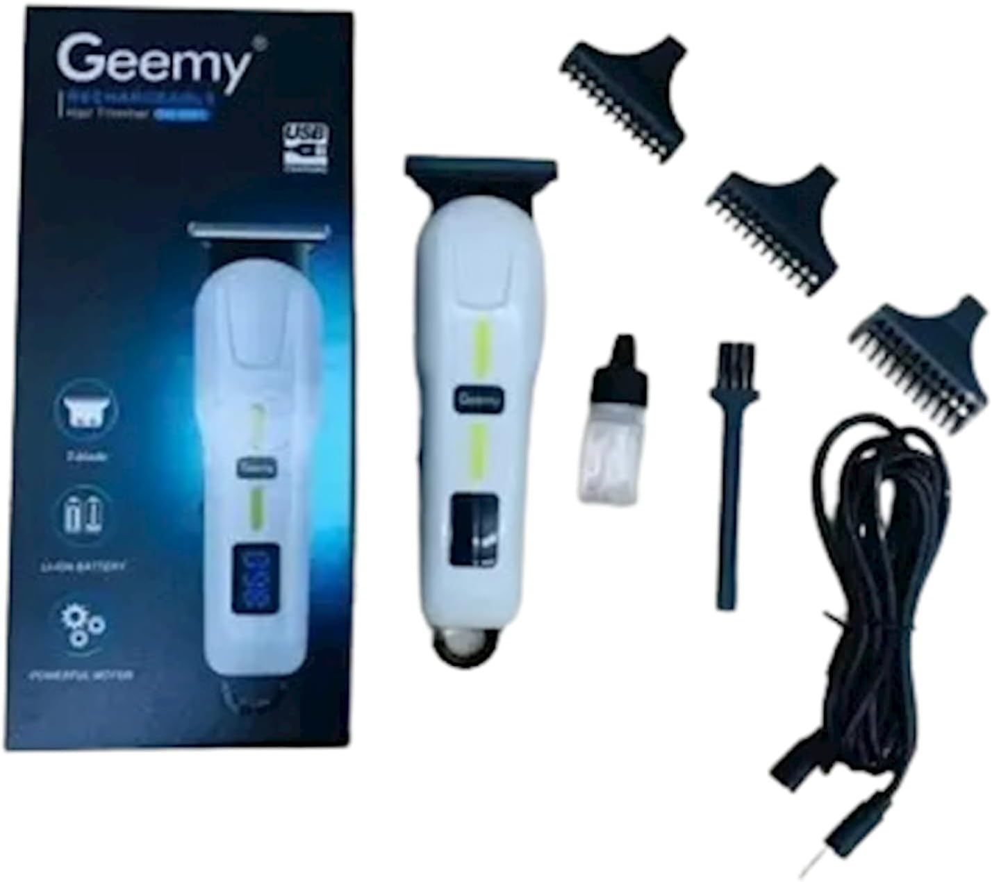 Shopilla Geemy GM 6661 Electric Clipper Hair Cut Grooming Set With LCD Display Adjustable Trimmer Rang for Men, Multicolor