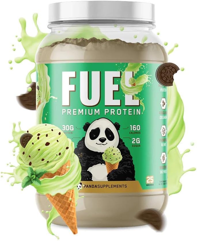 Underground Bio Labs Panda Fuel Premium Protein Whey,Hydrolyzed Collagen,Casein,Probiotics, Enzymes, Keto Friendly,Time Release, 25 Servings (2.5 Pound, Mint Chocolate Ice Cream)
