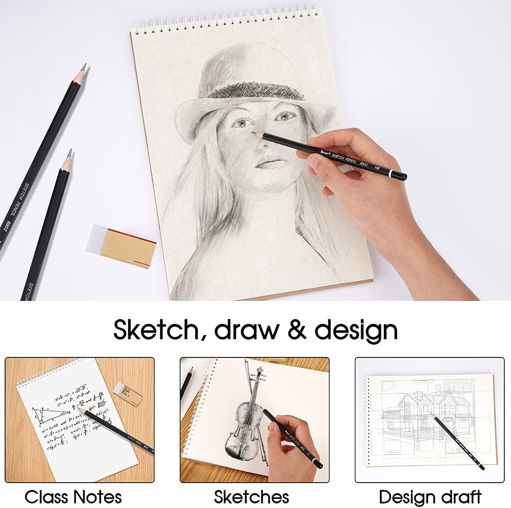 Panamoni Sketch Book, 9×12 inches Sketch Pad, 6 PCS Sketch Pencils and Eraser Included. : Arts, Crafts & Sewing