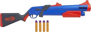 NERF Lançador Fortnite Pump SG, com Câmara de Recarga e 4 Dardos Oficiais - F0318 - Hasbro, Azul e laranja