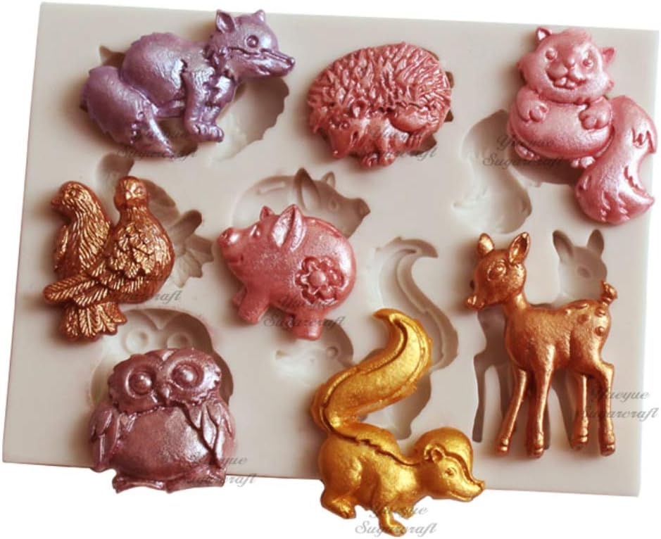 Cute Animals DIY 3D Pig Hedgehog Squirrel Deer Fox Owl Silicone Mold Making Ice Blocks Candy Fondant Chocolates Soaps Cake Decorating Tools