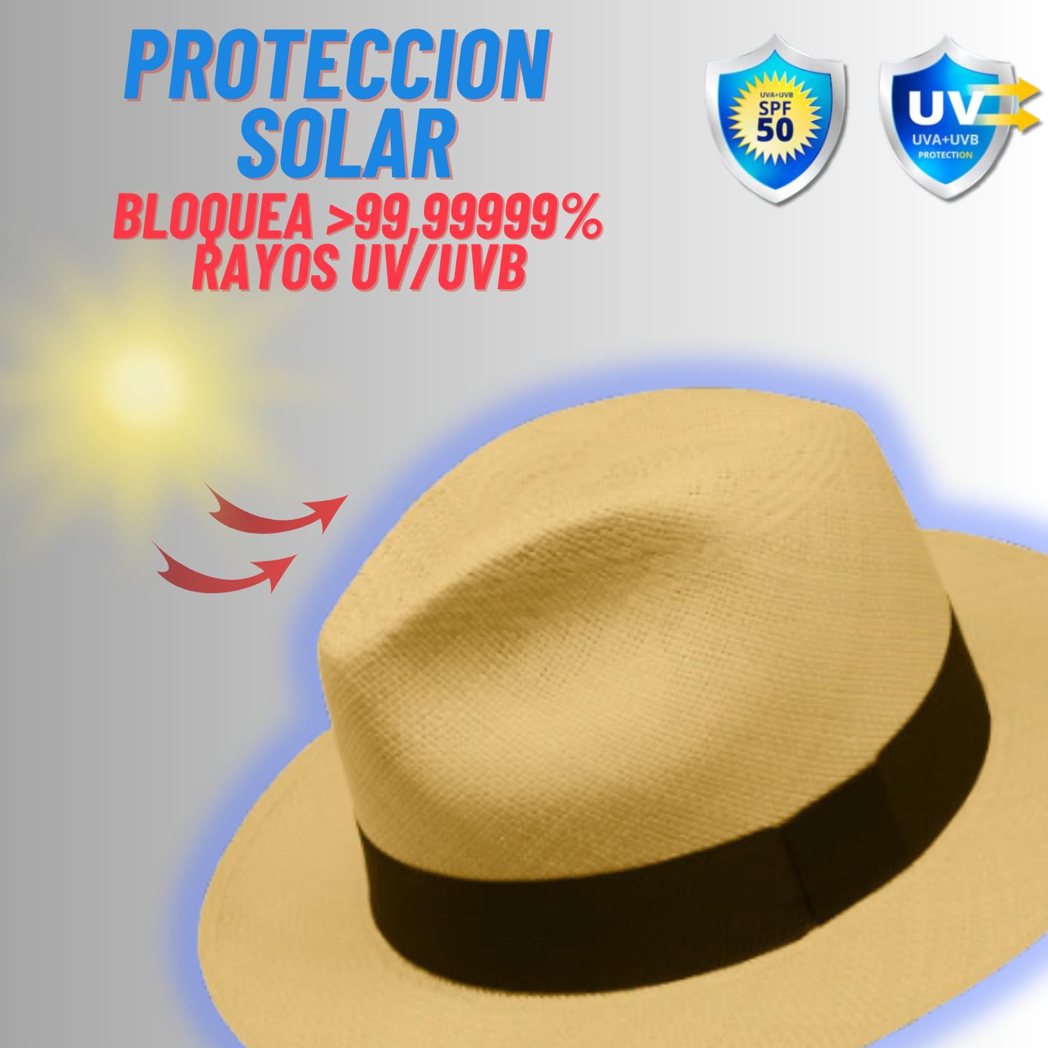 Gamboa Sombrero Panama Hombre y Mujer de Paja Toquilla Original de Ecuador Verano Fedora Playa