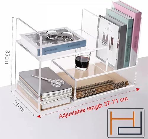 Miniatura 3 de Estantería para dormitorio, estantería de escritorio transparente expandible, pequeña, ajustable, de acrílico, organizador de escritorio, para