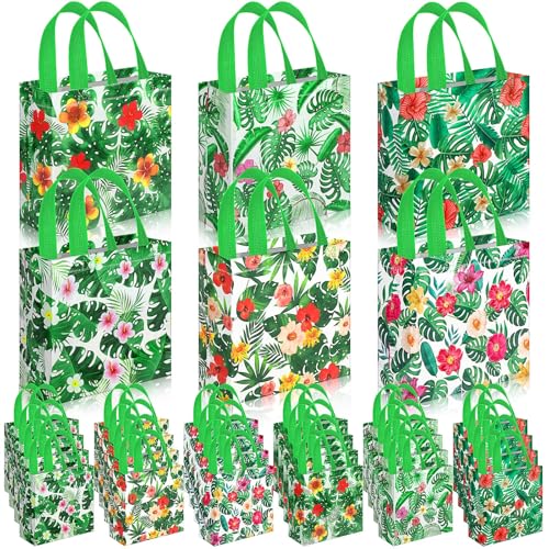 Sweetude 40 Pcs Luau Gift Party Favor Bags with Handle Non Woven Goodie Bags Birthday Favor for Birthday Baby Shower Packaging Supplies