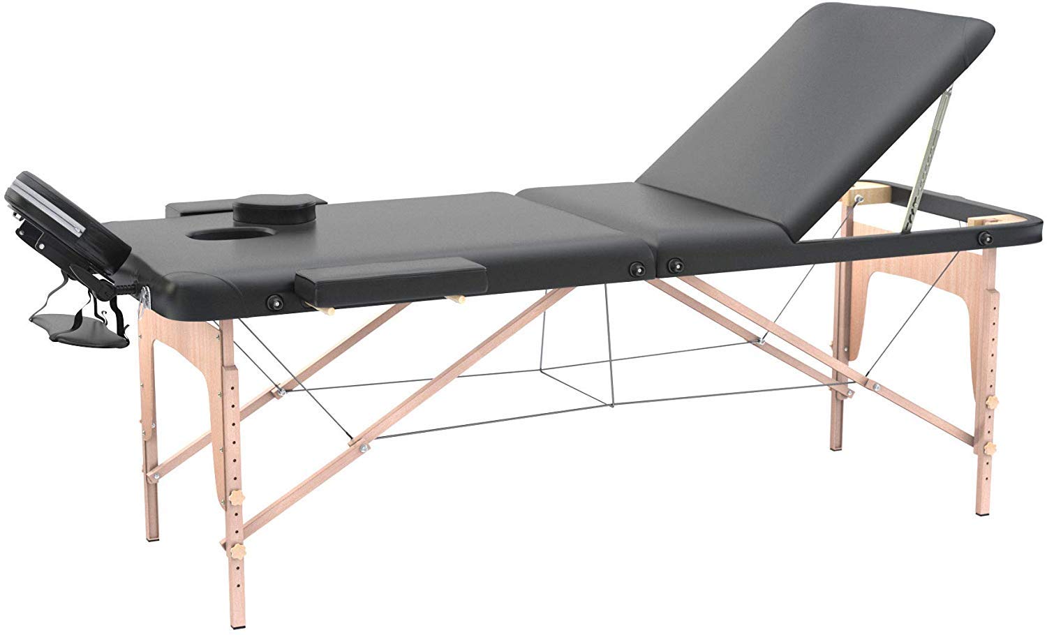 LETTINO MASSAGGIO PROFESSIONALE 3 ZONE IN LEGNO PORTATILE E PIEGHEVOLE COD-06
