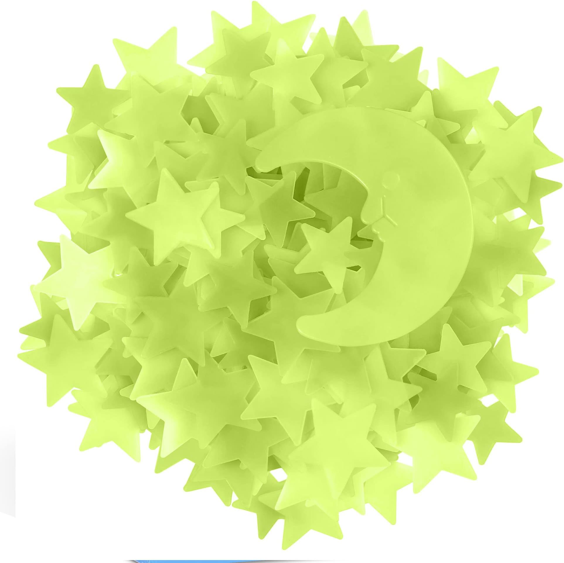Glow In The Dark Stars and Moon, Pack of 300 In A Gift Box. Fluorescent Ceiling for Kids Room. Glowing Moon and Stars Set for Bedrooms and Nurseries