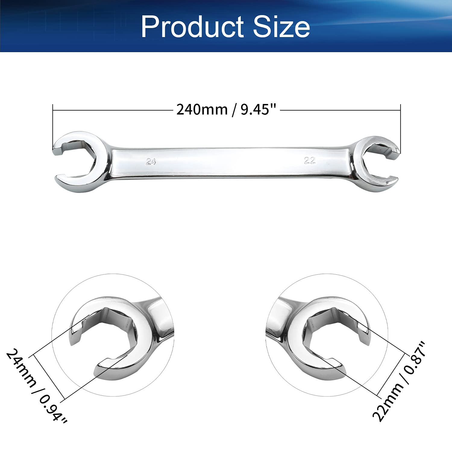 Amazon | Auniwaig 22mm x 24mm フレアナットレンチ 0.87 x 0.94