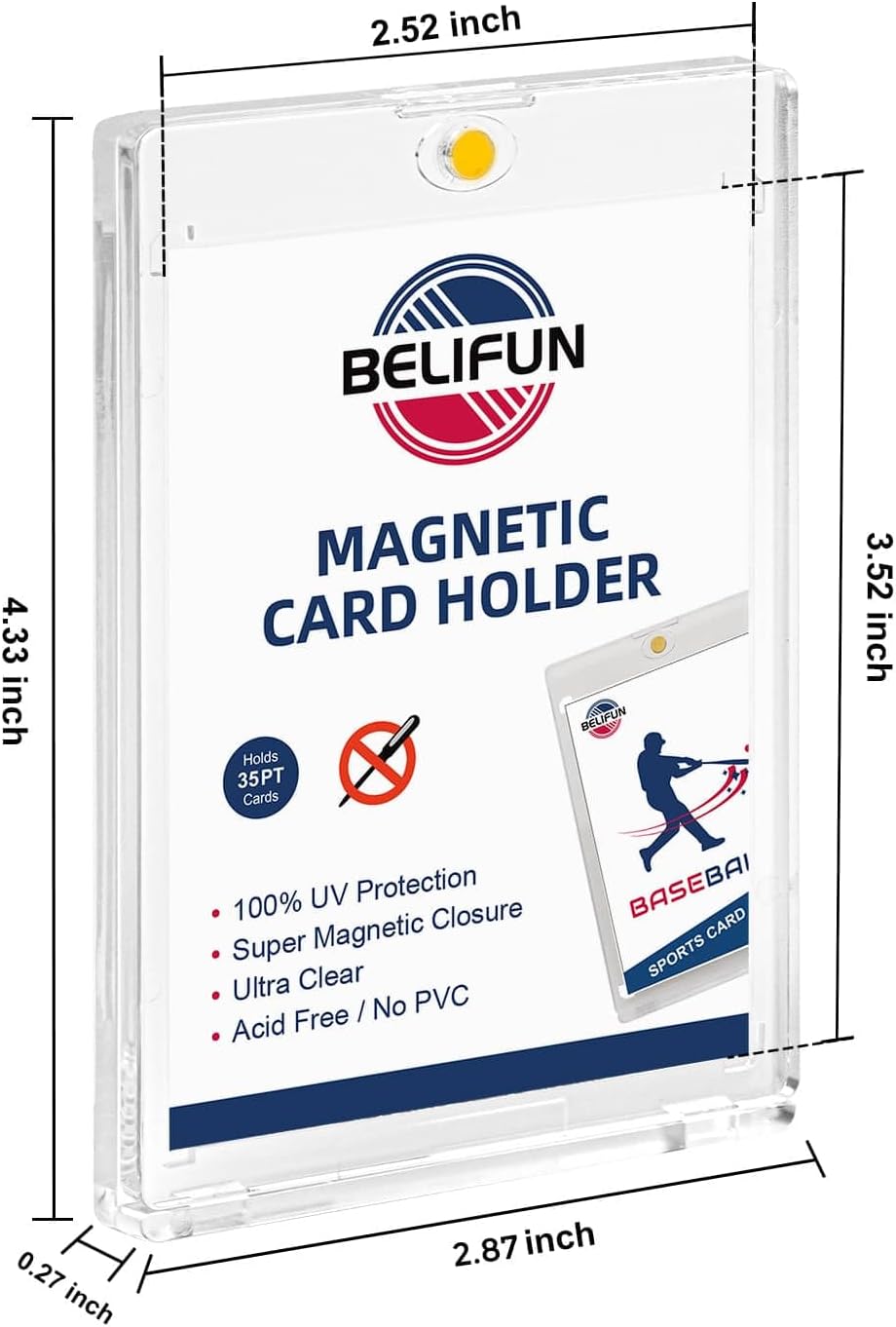 20-Pack One Touch Magnetic Card-Holders - 35PT Trading Card Holders, UV Protection Clear Acrylic Card Cases, Card Protector for Game, Baseball Sports Cards, Fit for Standard Cards Storage and Display