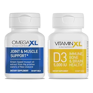 OmegaXL para soporte articular 60 cápsulas blandas y VitaminXL D3 5000 IU 30 unidades