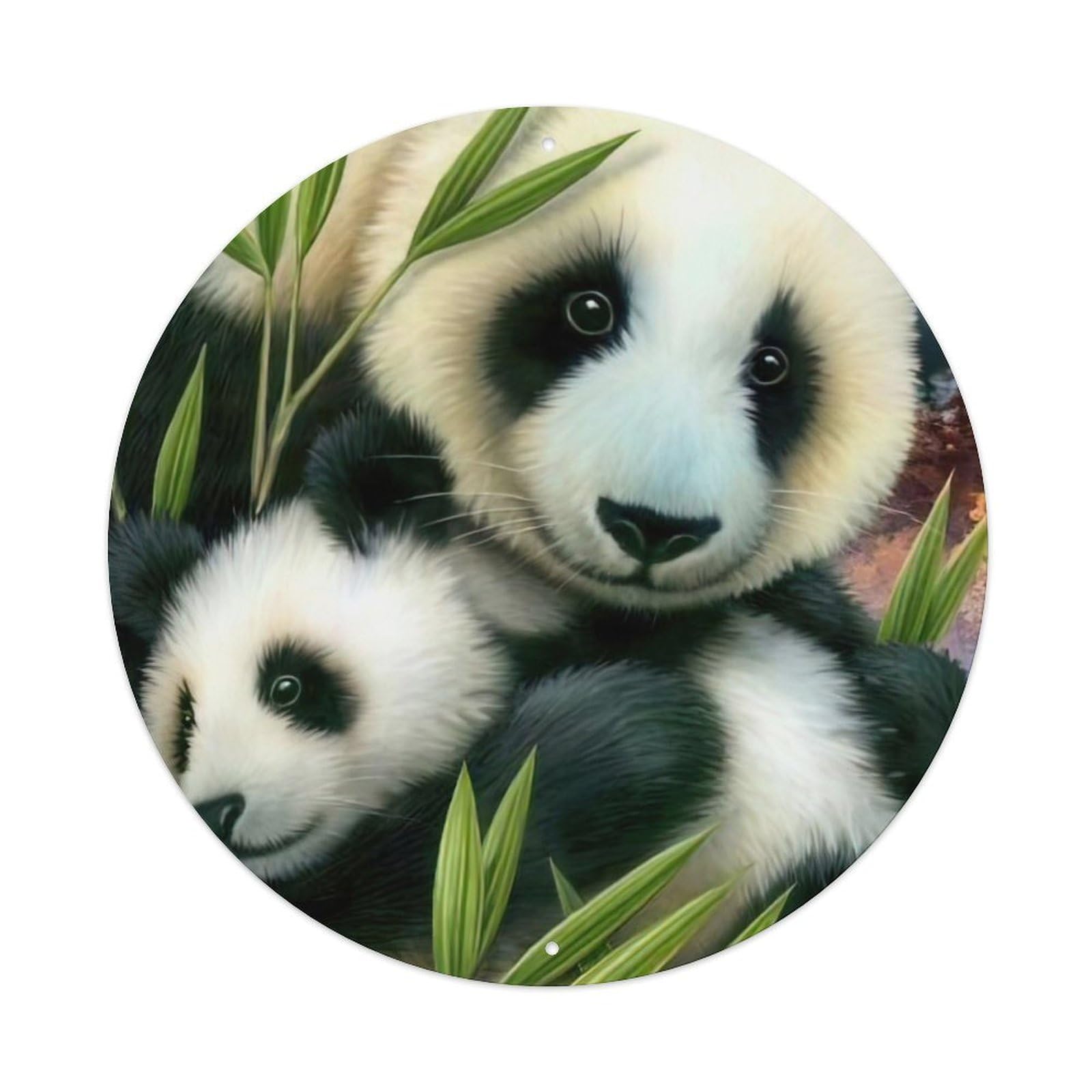 Animal Panda And Its Cub Artwork Metal Tin Sign