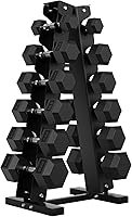 Vista 11 de Hex Weights Dumbbells Set with Rack, 100-550 lb Rubber Coated Dumbbell Sets with Storage, Free Hand Weight for Strength Training, Exercise, Fitness