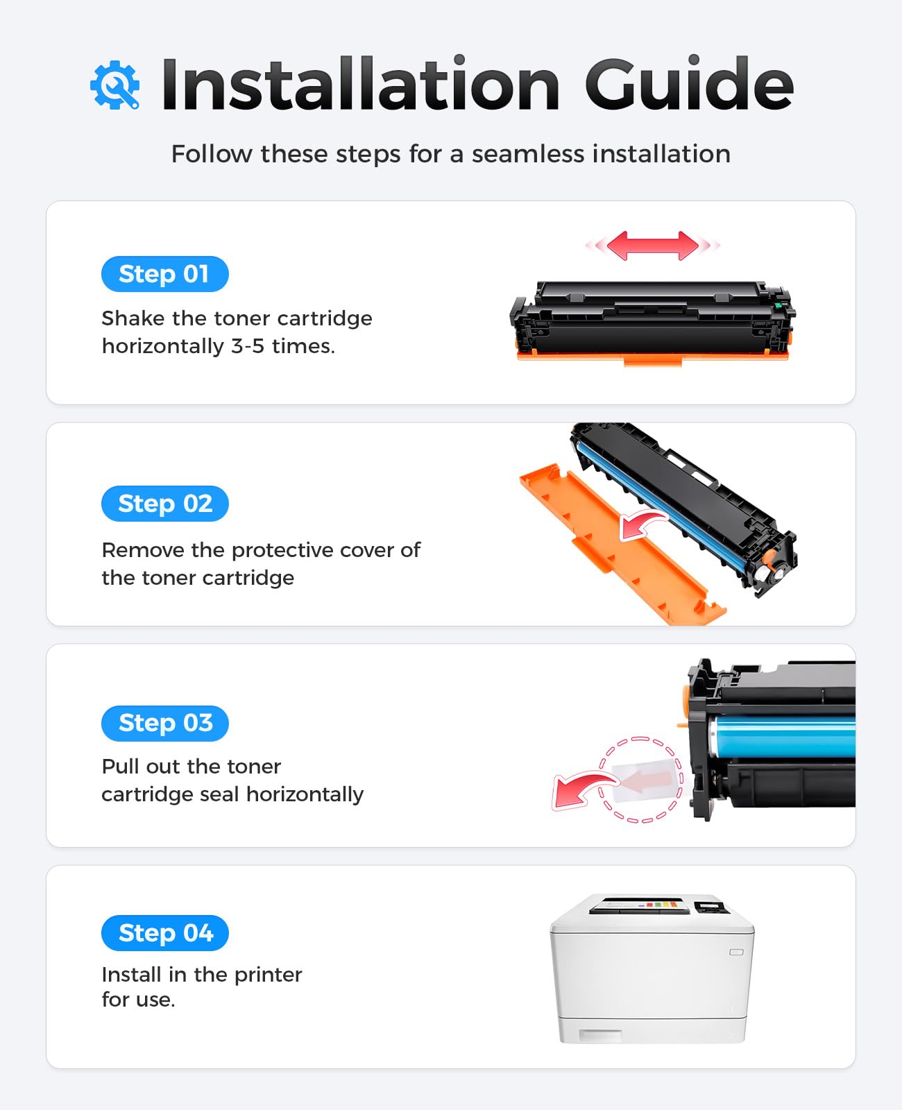 Juego de 4 cartuchos de tóner 410A de repuesto para HP 410A 410X CF410A CF411A CF412A CF413A compatible con HP Color Laserjet Pro MFP M377dw M477fdn M477fdw M477fnw M452dn M452dw M452nw w tinta de