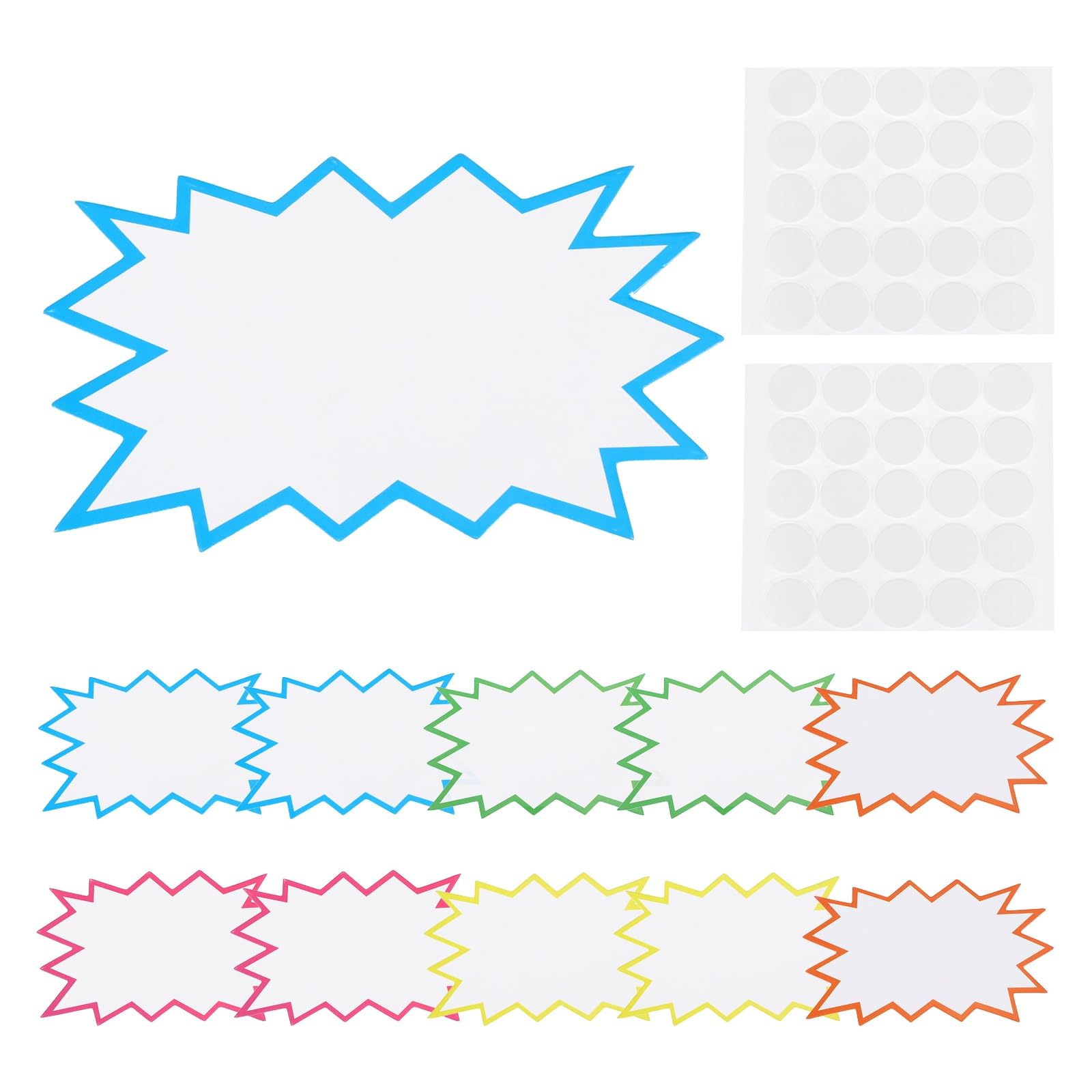 PATIKIL 50pcs Sale Tags, 5" Sale Stickers Blank Price Tag Star Signs Burst Fluorescent Neon Paper Labels for Sales Sign Retail Store Vehicle Market Business Garage, 5 Color