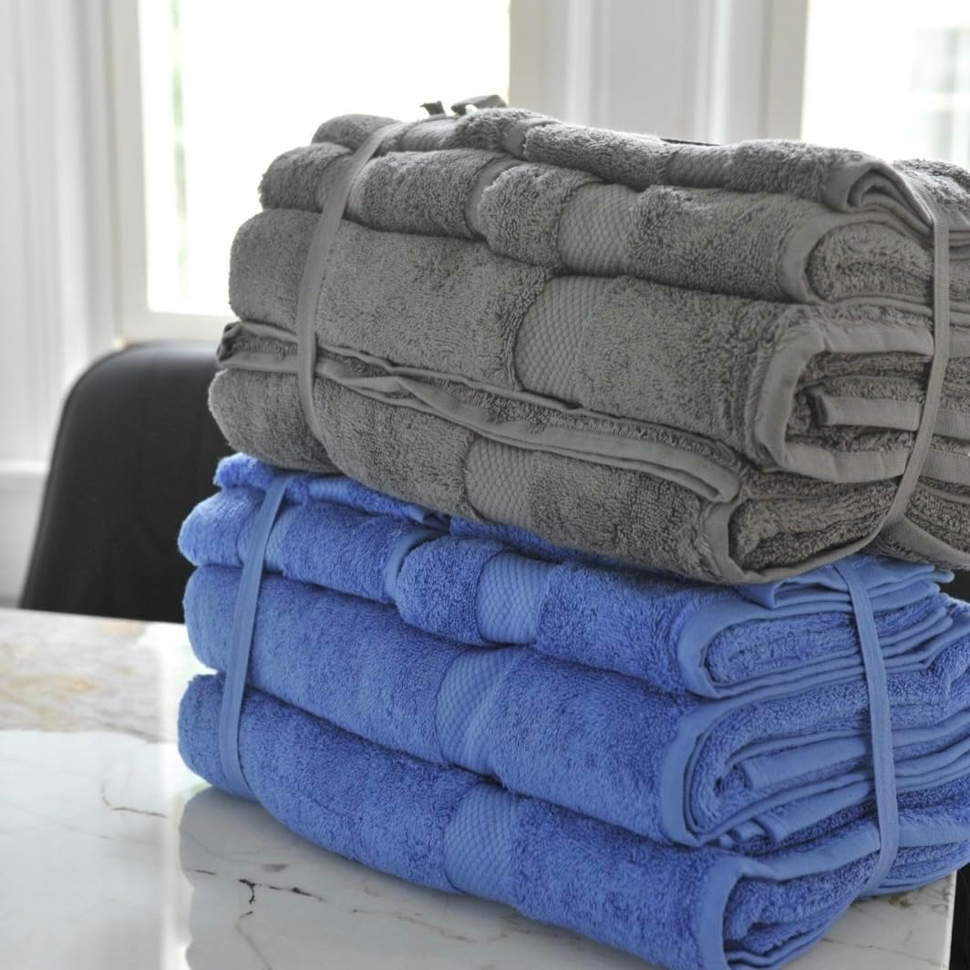 100% Organic Turkish Cotton, 700 GSM. Strabellalife. 6-Piece Towel Set - 2 Bath Towels, 2 Hand Towels, and 2 Wash Cloths, Super Soft & Highly Absorbent (Gray)