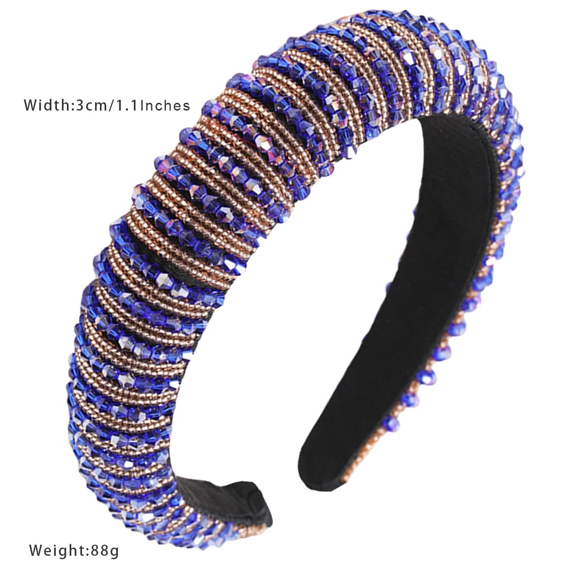 scicent Hair Bands for Women Rhinestone Headband Wide Padded Hairband Sparkle Diamond Head Band Crystal Bead Embellished Headbands for Women Girls 16424 - Image 2