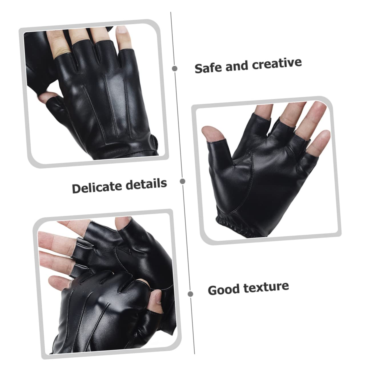 ibasenice Leather Bike Gloves Men's Portable Fishing Gloves Riding Half-Finger Design for Fitness