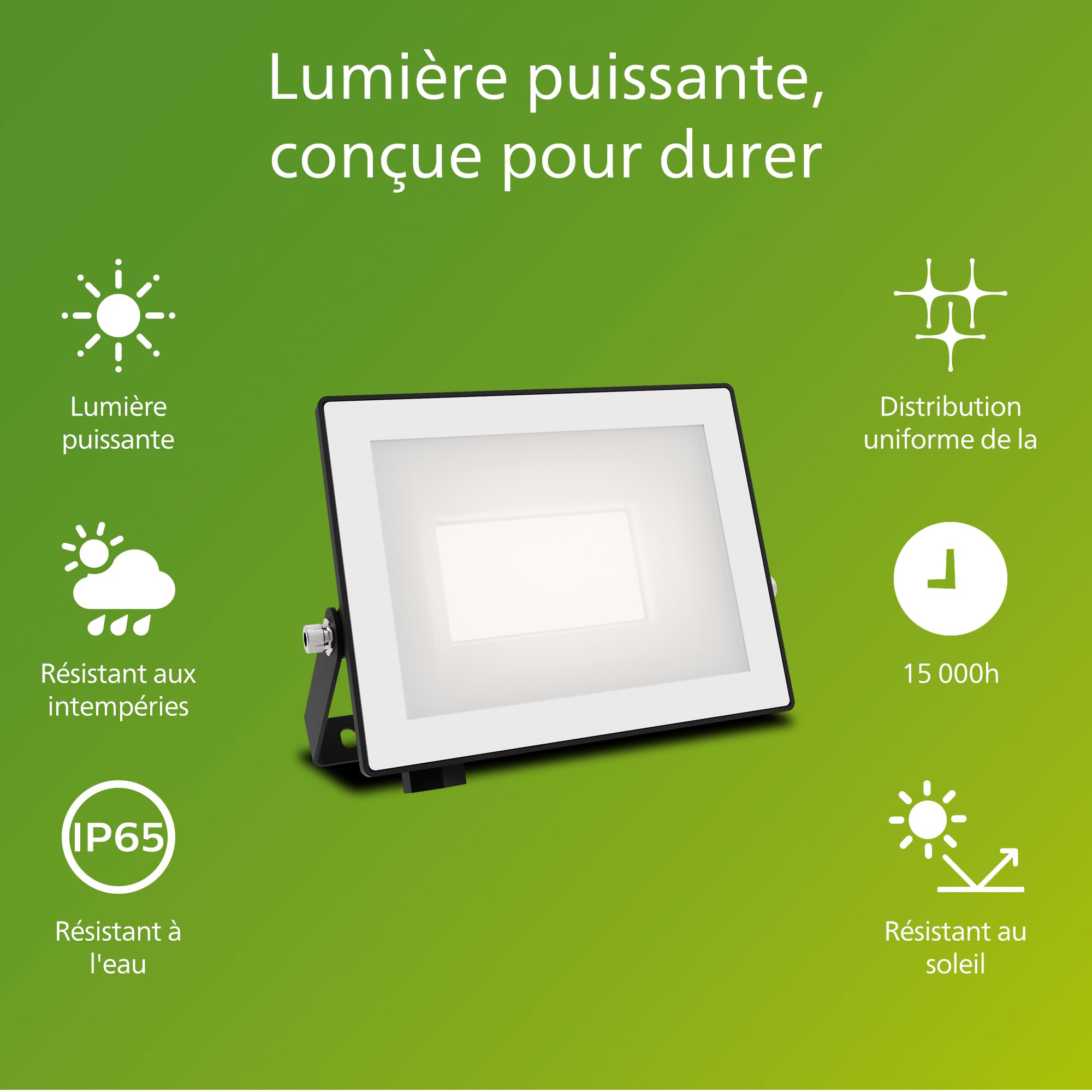 Image secondaire de Projecteur Extérieur Philips 20W LED Noir - Éclairage Sécurisé 3000K