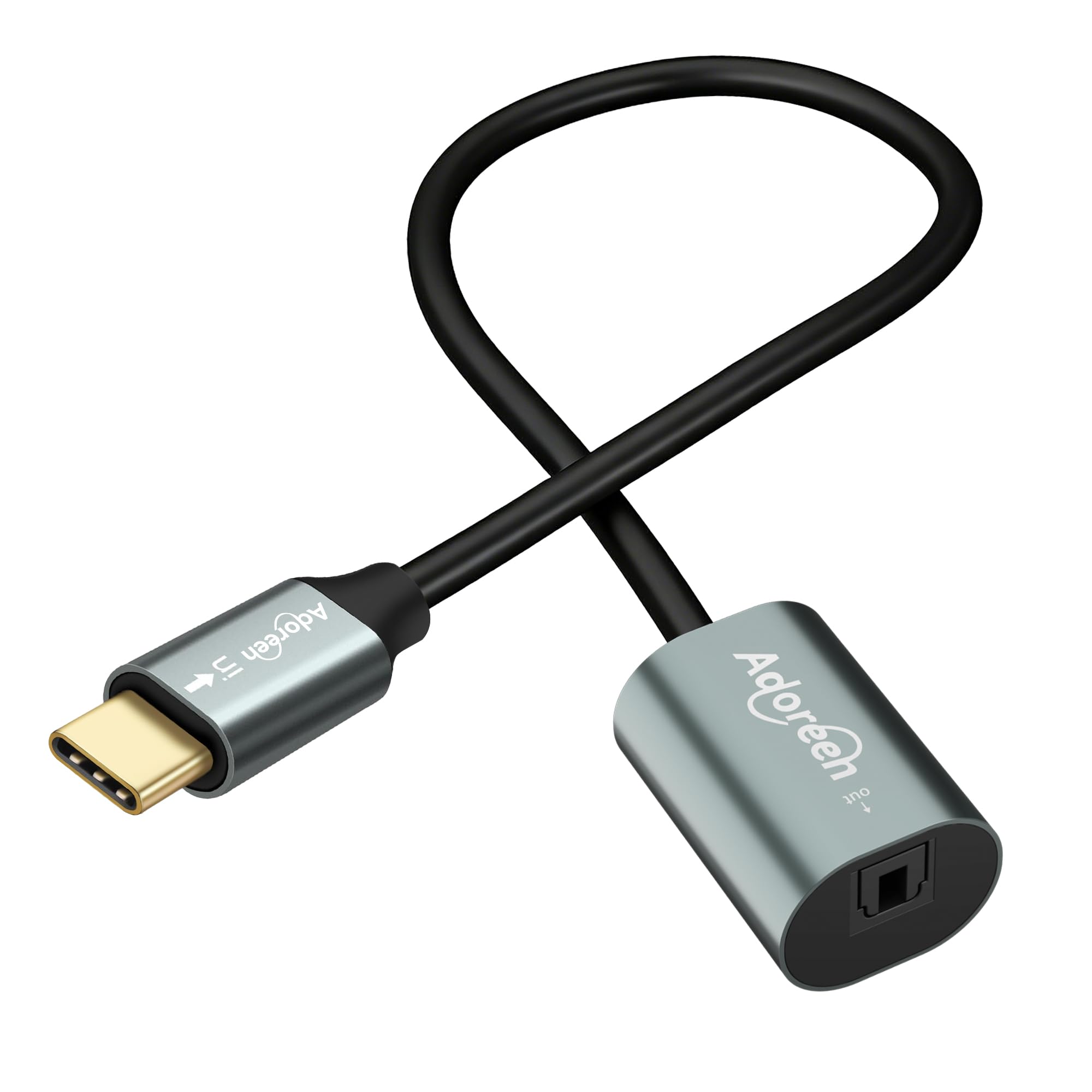 Male USB C to Female SPDIF Toslink Optical Transmitter Audio Cable Converter 0.6 FT, C to Digital Fiber Optic Adapter for Laptop, PC, Phone, Soundbar, Amplifier-Not for 7.1/5.1, TV -Unidirectional