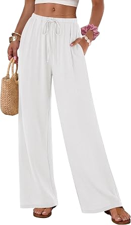 IWH Womens Flowy Pants Palazzo Wide Leg Lounge Casual Trousers Travel Beach