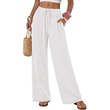 IWH Womens Flowy Pants Palazzo Wide Leg Loose Fit Casual Trousers Summer