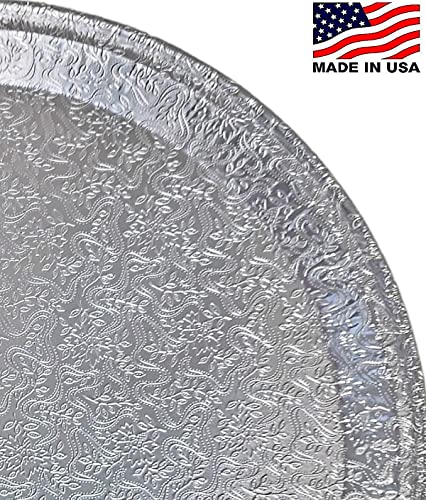 Pactogo 16 Inch Round Flat Aluminum Foil Cater Trays With Clear Dome Lids - Disposable Stackable Serving Platters For Parties thumb #5