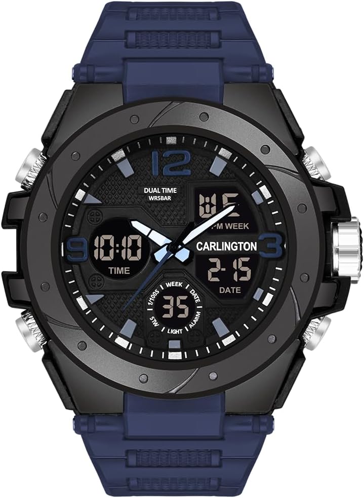 - Endurance Series Analog-Digital Sports Watches for Men and Boys with Alarm, Stopwatch, Backlit Display, Dualtime, Silicone Rubber Strap, Water & Shock Resiatant - CT_9105