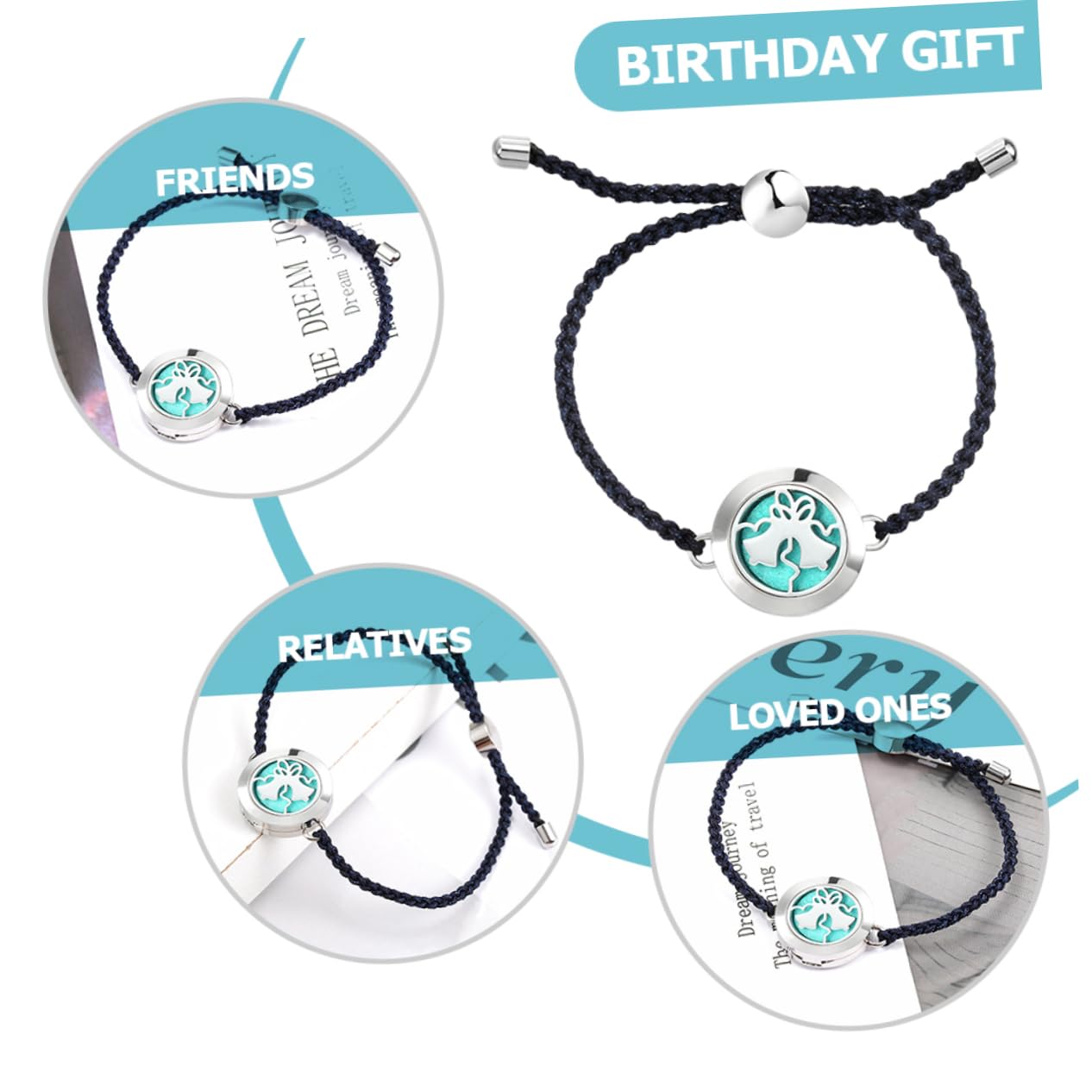 GALPADA 5piezas Pulsera Difusora De Aromaterapia Para Mujeres Pulsera Ajustable De Esencial Joyas De Mujer Diseño Trenzado y Charm Aromático