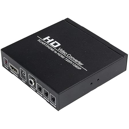 Flylink PAL/NTSC SCART + HDMI to HDMI Video Converter Box 1080P Upscaler with 3.5mm and Coaxial Audio Output for Game Consoles, DVD, STB