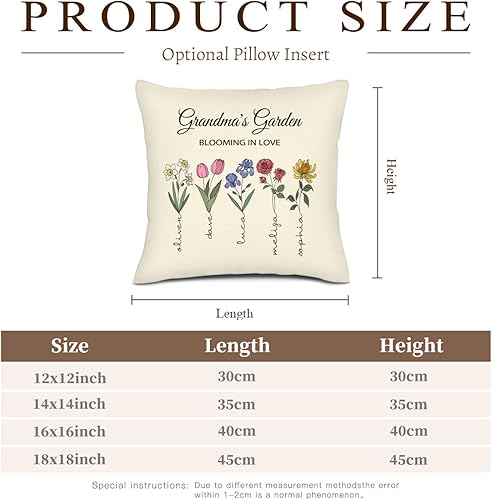 Miniatura 6 de Alienc Funda de almohada personalizada para el día de la madre (inserto de almohada opcional), almohada personalizada para decoración de jardín de