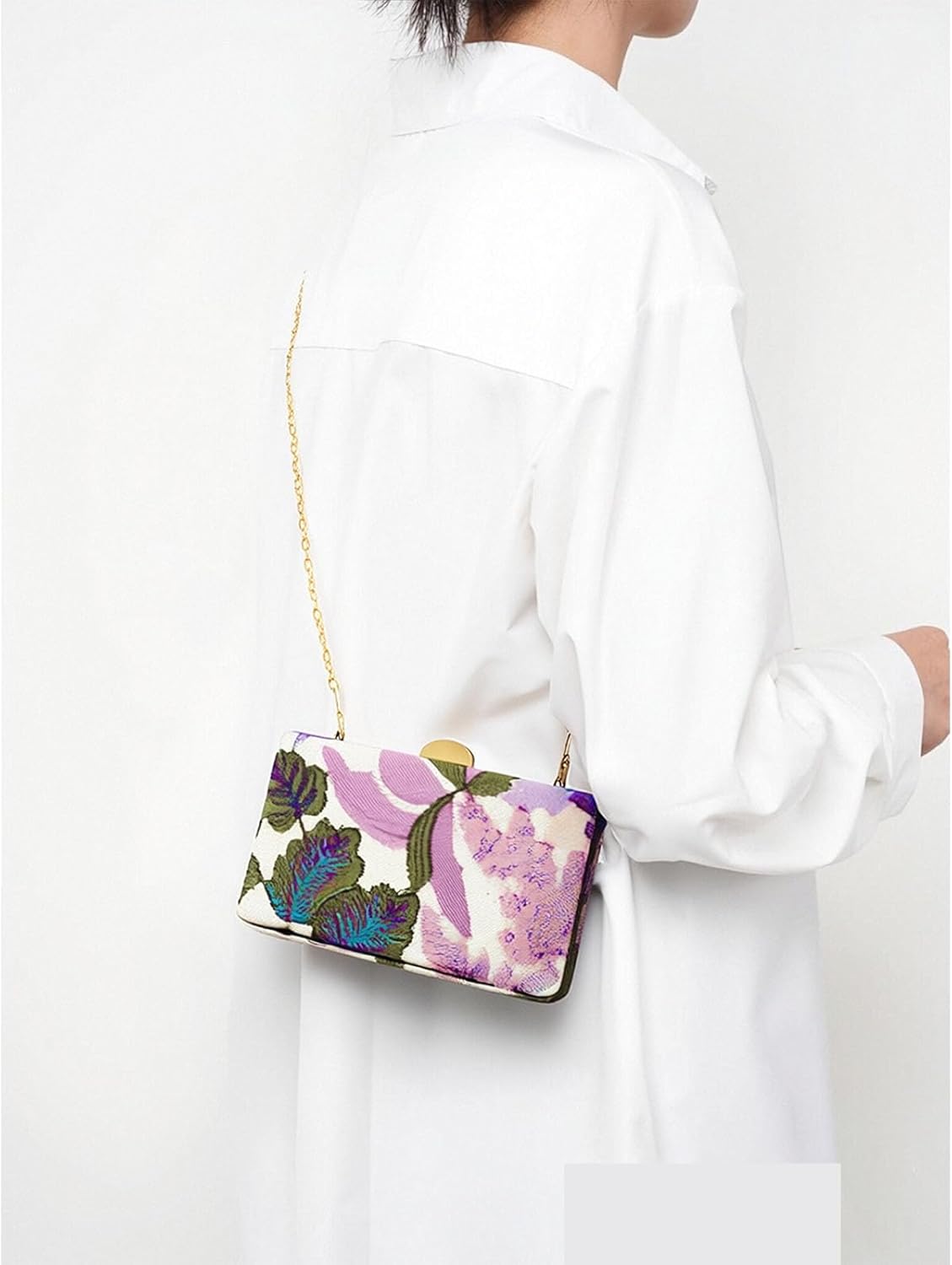 Sequin Clutch Purse for Women,Sequin Floral Embroidery Evening Beaded Clutch Bags,Mini Crossbody Purses Wedding Party Bag