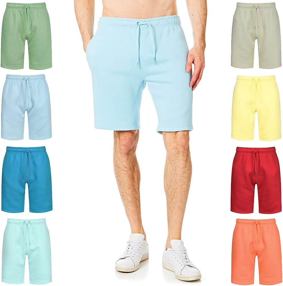 RCSHO765 Mens Soft Touch Loungewear Sweatpants Joggers Jog Shorts, Aquamarine, Large RCSHO765_AQMAR_L
