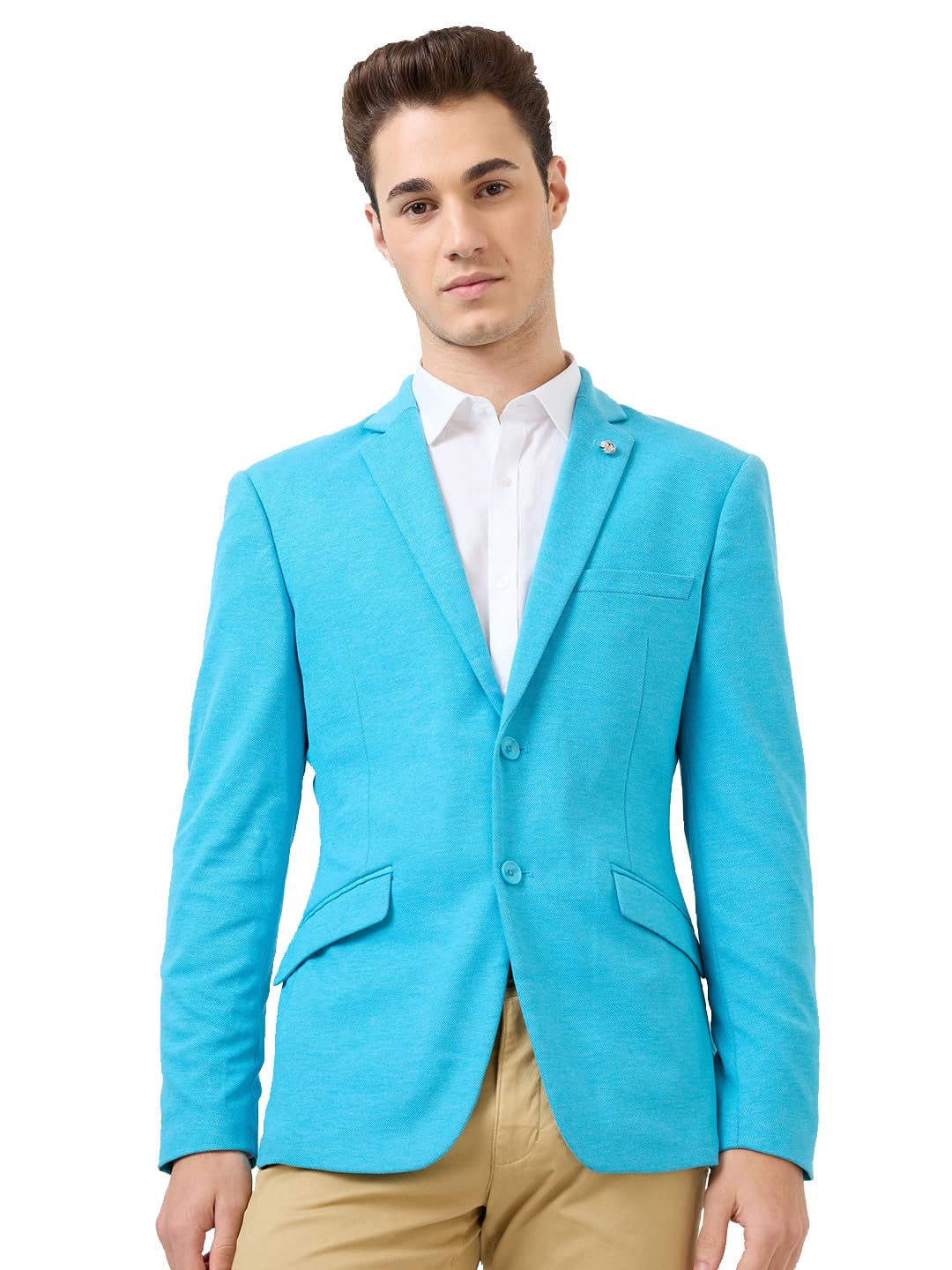 Men Active Fit Structure Pattern Terylene Rayon Blend Notch Lapel Full Sleeve Formal Blazer-image-38