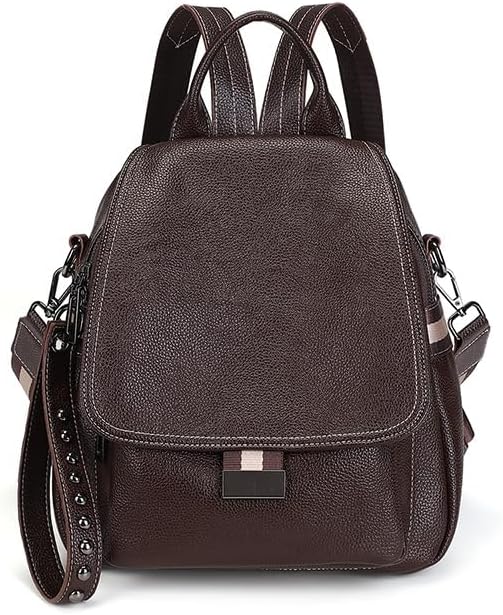 Women’s Backpack Purse Convertible PU Leather Shoulder Bag 2 in 1 Fashion Medium Travel Backpack for Women(Brown)