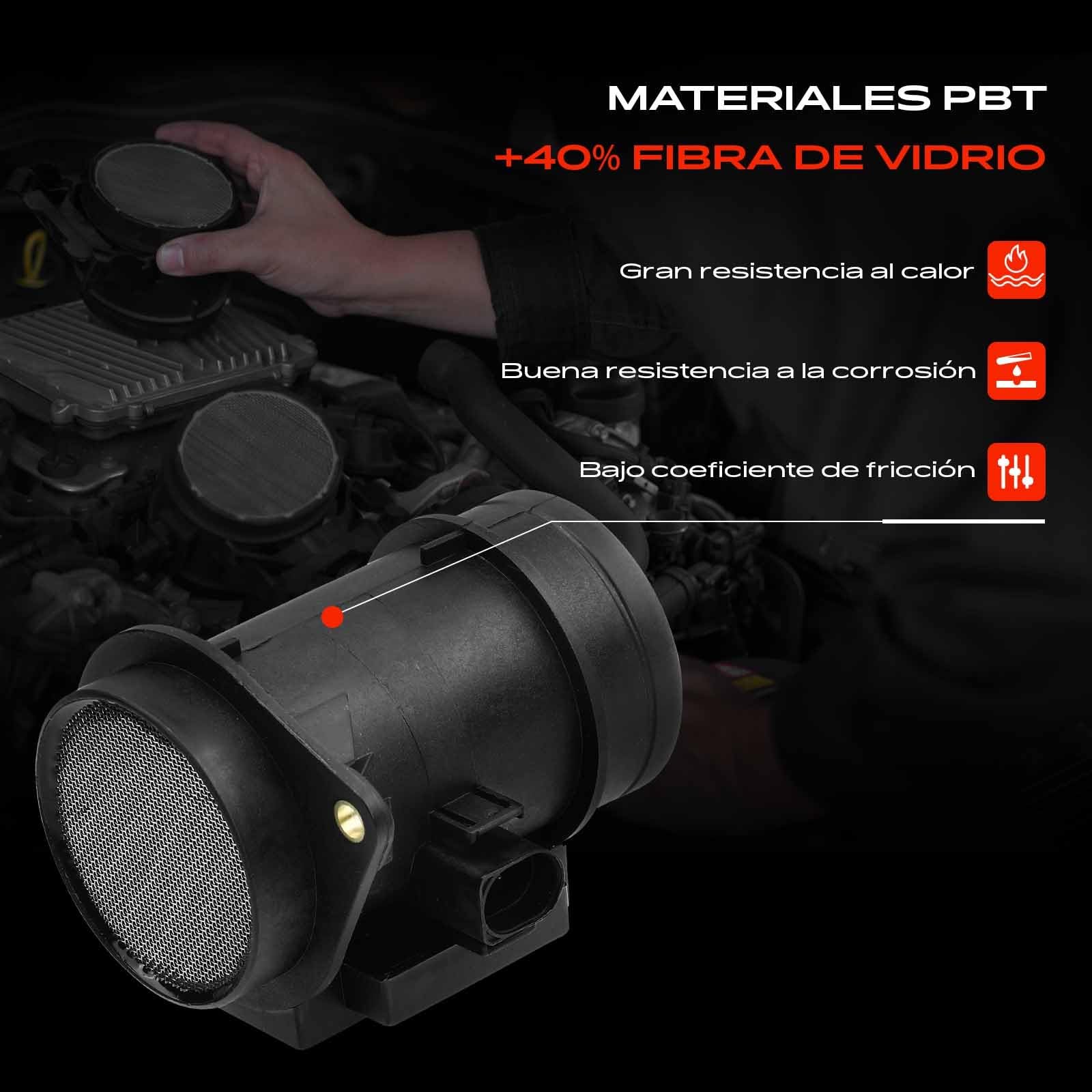 Frankberg Medidor de masa de aire | Compatible con: T.r.a.n.s.p.o.r.t.e.r IV Caja 70A 70H 70J 7DA 7DH, Nuevo Beetle 1C1 9C1, A.l.h.a.m.b.r.a 7V8 7V9