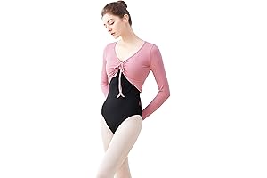 Daydance Black Cotton Teen Girls Ballet Wrap Top Crop Dance Cover up with Thumb Hole