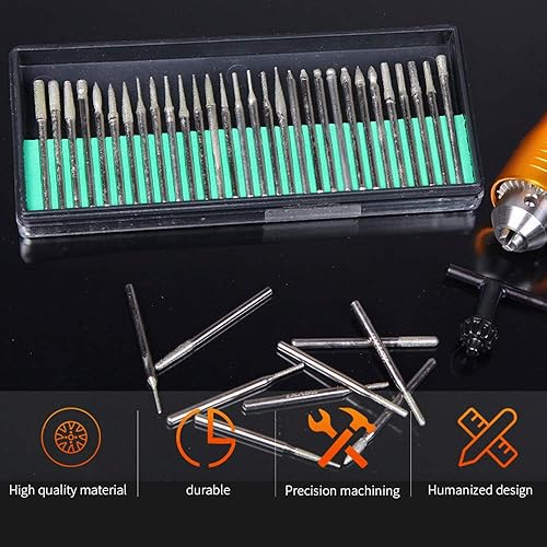 Miniatura 3 de Oudtinx Tm - 60 brocas de diamante para taladro de metal de piedras preciosas para Dremel Craftsman, herramienta rotativa de 18 pulgadas con punta