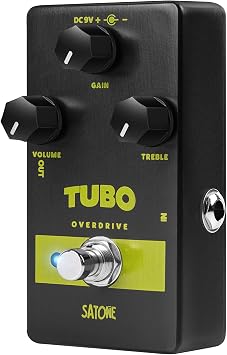 Satone S806 Tubo Overdrive Electric Guitar Effect Pedal - Mid Boost Overdrive Effect Preset Acoustic Metal Pedal with True Bypass