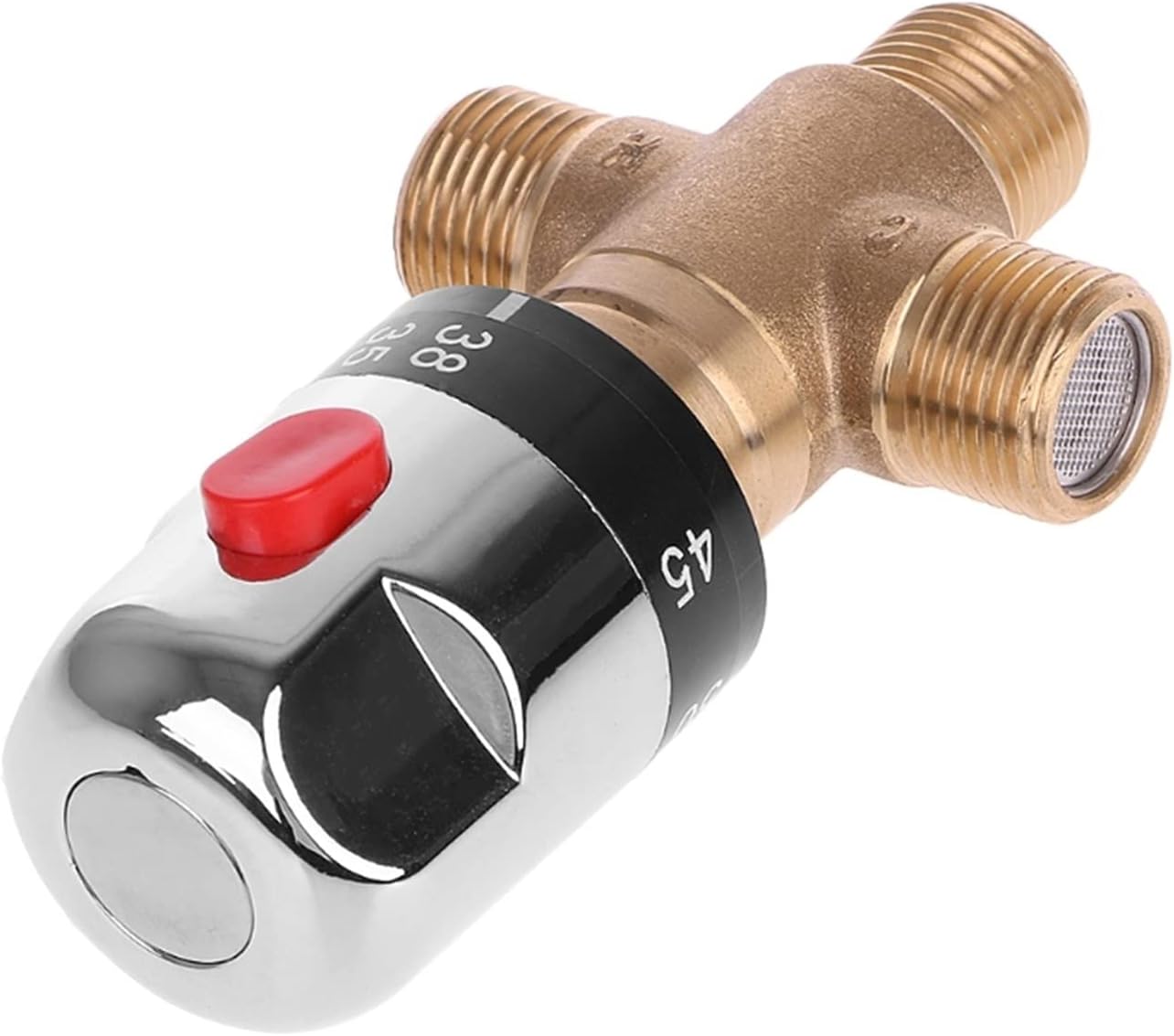 Withstand high Pressure and Temperature Extremes Solid Brass G1/2 Male 3 Way Thermostatic Mixing Valve Shower Water Temperature Control