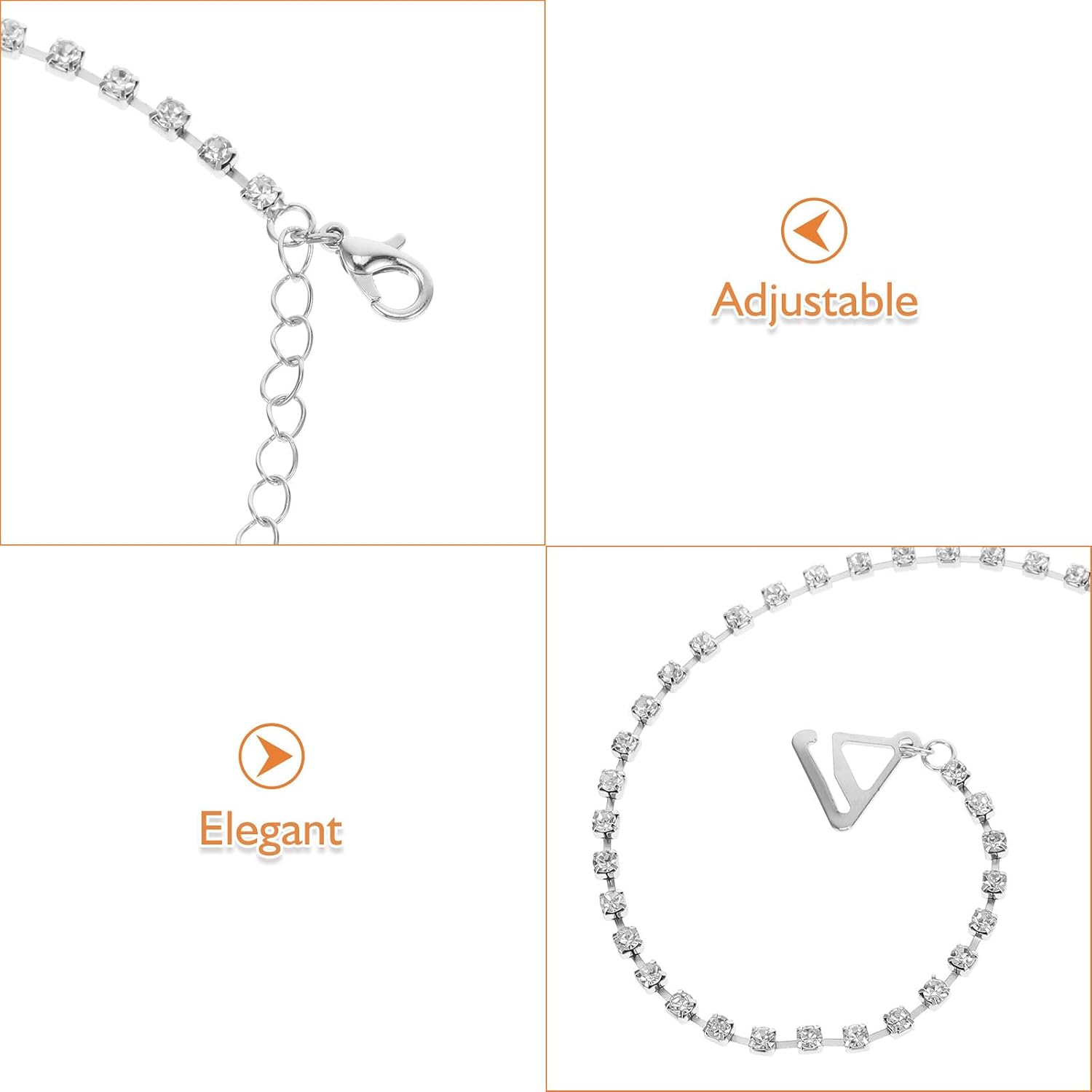 Rhinestone Bra Straps Adjustable Single Row Bra Shoulder Straps with Hook Chain Decorative Lingerie Accessories for and Underwear 18.30 X 0.70 X 0.19 in 1 Pair image 3