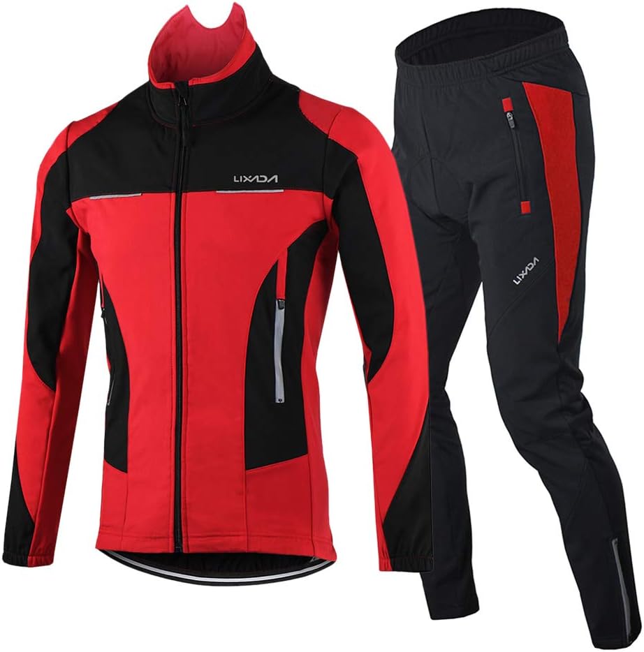 Lixada Men's Cycling Jacket Water Resistant Long Sleeve Winter Thermal Jacket Breathable Riding Sportwear Outdoor