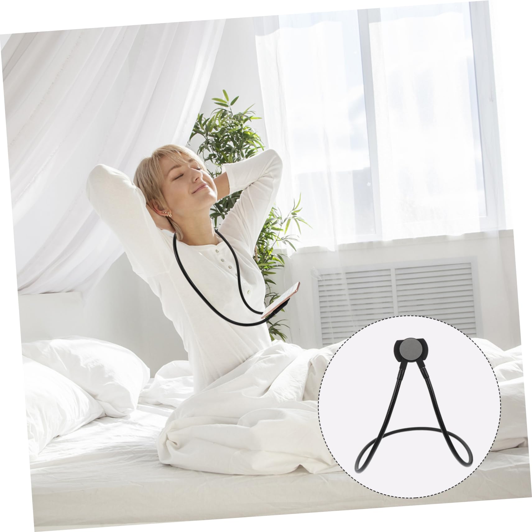 Artibetter Supporto Telefono da Collo Magnetico Rotante Gradi in Metallo Antiscivolo Supporto Cellulare per Auto Tavolo Porta Telefono Pigro