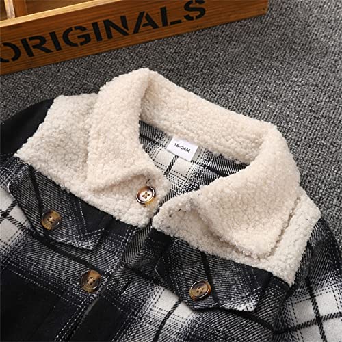 Flannel Plaid Sherpe Lapel Shirts Jacket for Toddler Boys Button Down Cardigan Long Sleeve Coat Kids Girls Warm Outwear3