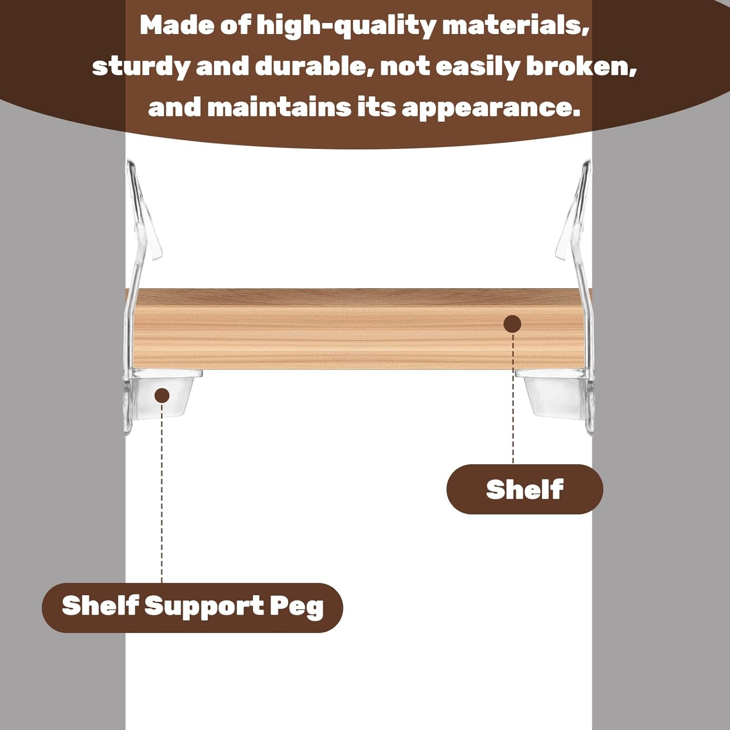 30 Pcs Plastic Locking Shelf Pins, Shelf Support Peg Clips Clear Cabinet Shelfs Pins for 1/4inch Diameter Hole and 25/32inch Shelfs for Kitchen Cabinet Furniture Book Shelves