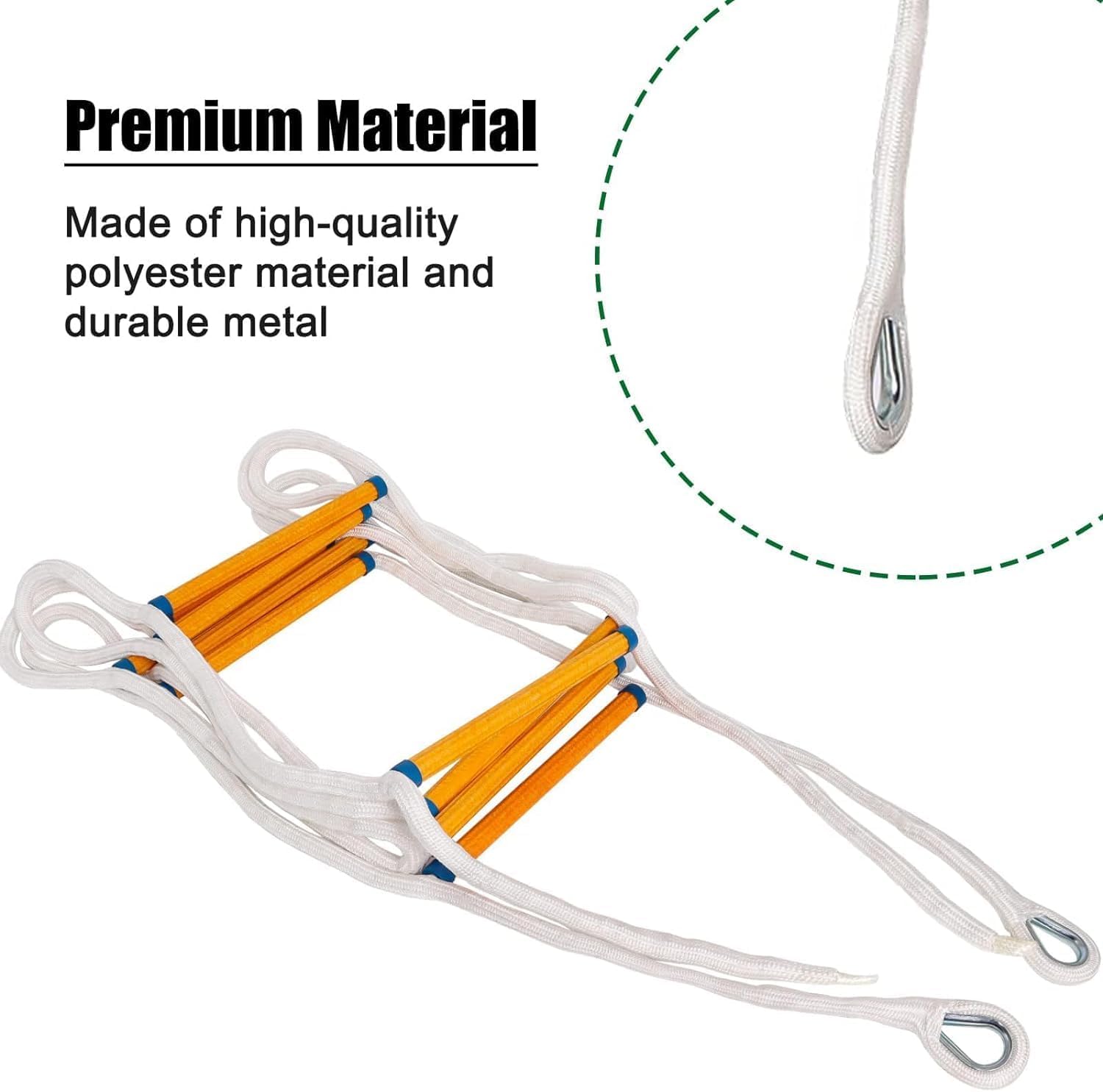 Fire Escape Ladder, 13 FT Emergency Escape Ladders, Portable Climbing Rescue Rope Ladder for 2 Story Home Window Balcony Railing Treehouse - Image 3