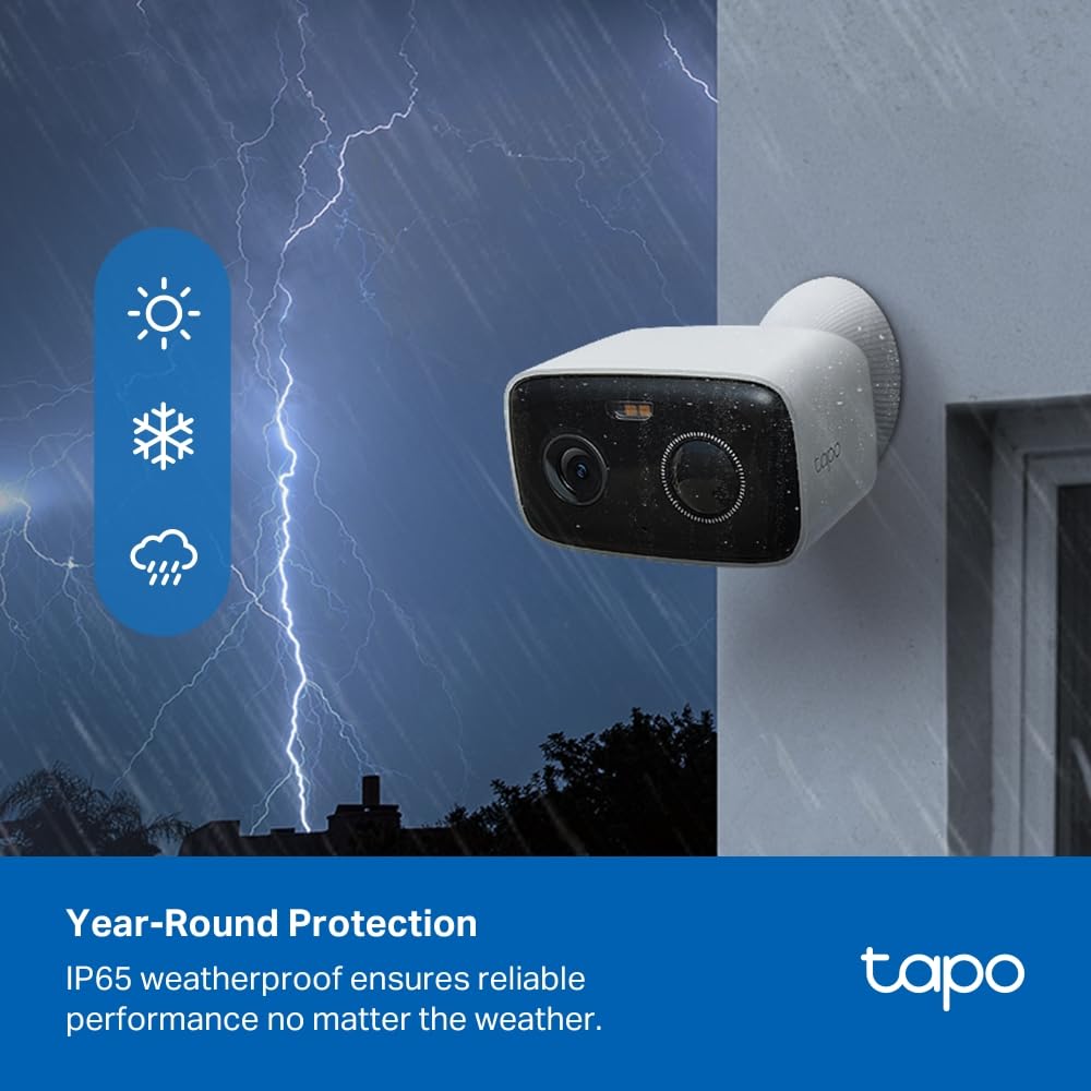 TP-Link Tapo C400 | Cámara de Seguridad al Aire Libre 1080p 2MP | 180 días de duración de la batería | Detección de Personalidad | Color Visión Nocturna | IP65 | MicroSD y Almacenamiento en la Nube |