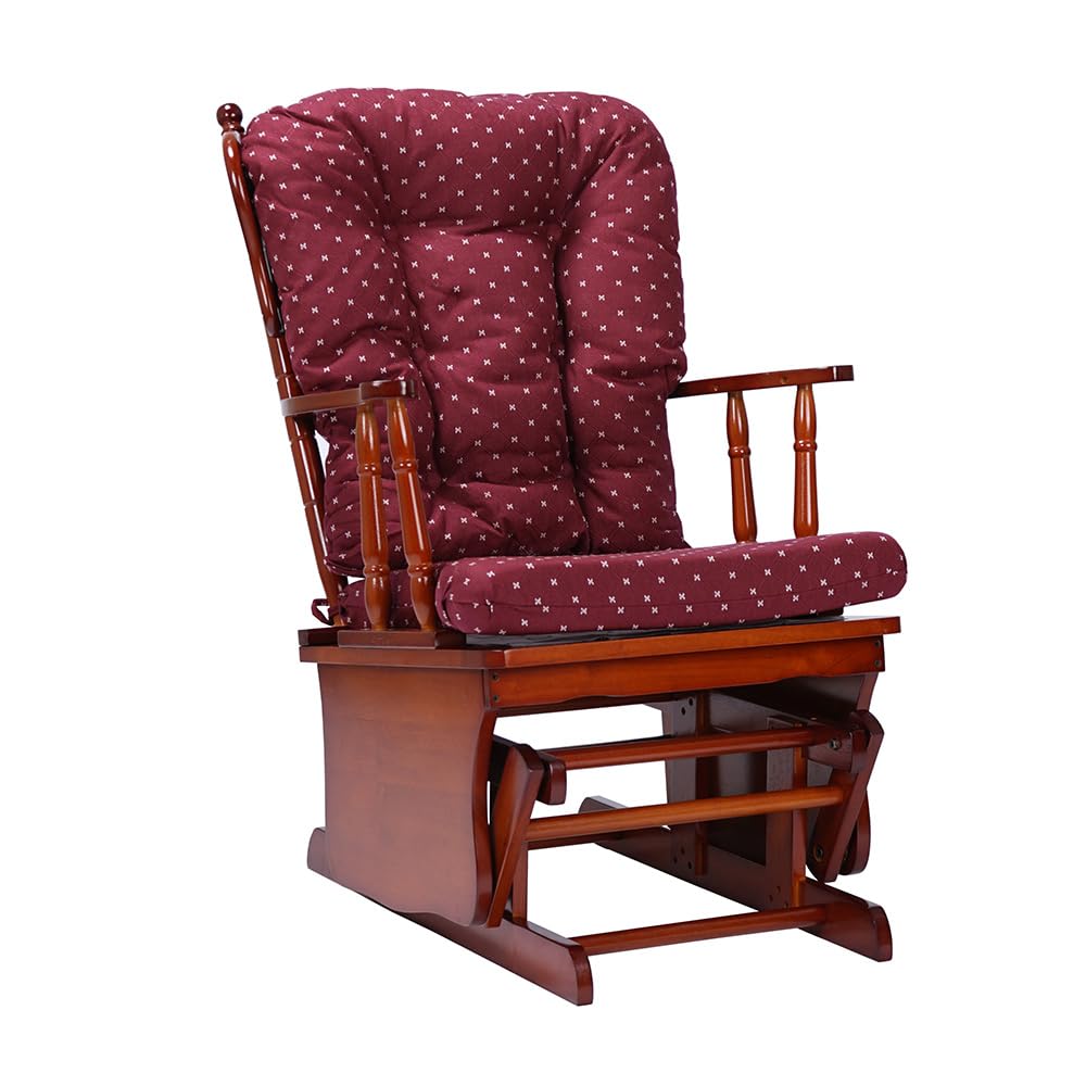 Liberoshopping Poltrona sedia a dondolo movimento oscillante in legno cuscino imbottito (America Bordeaux)